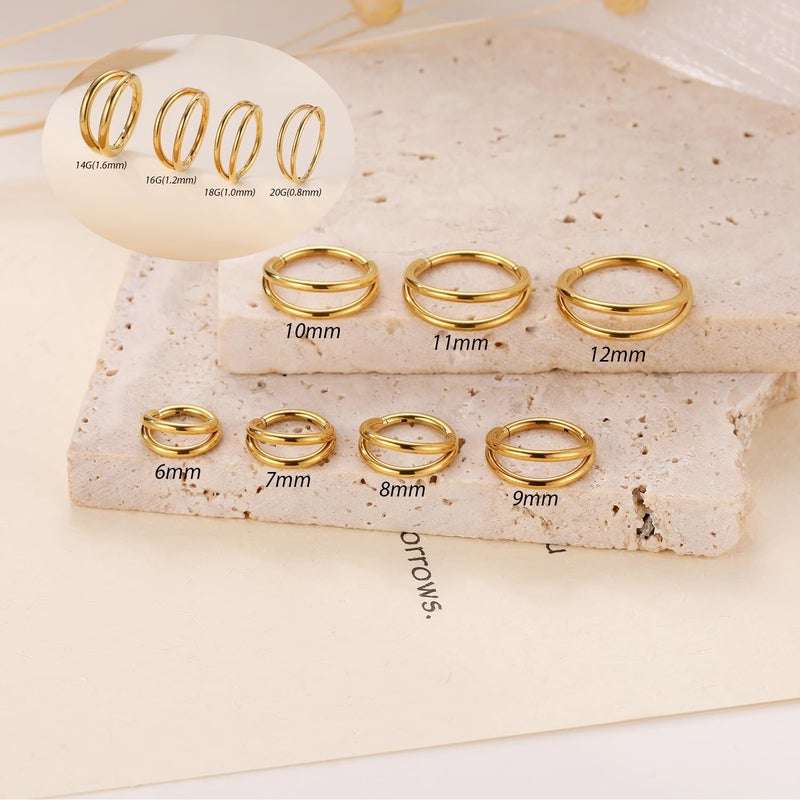 FUNLMO Store 316L Surgical Steel Nose Hoop Septum Conch Piercing Jewelry Cartilage Daith Helix Tragus Rook Lobe Earring Triple/Double Nose Lip Ring 20G 18G 16G - Image 4